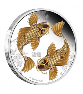 Feng Shui Silver Coin - Koi