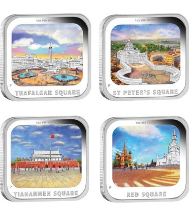 World Famous Squares 2013 1oz Silver Proof Four-Coin Set