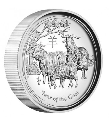 Australian Lunar Series II 2015 Year of the Goat 1oz Silver Proof High Relief