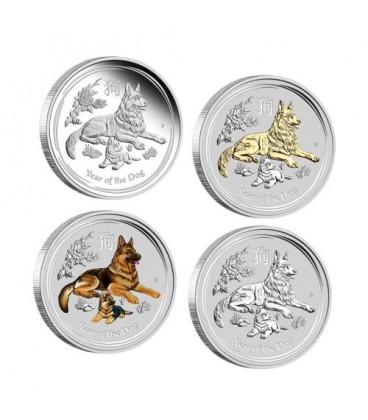 Lunar Silver Coin Series II 2018 Year of the Dog 1oz Silver Typeset Collection