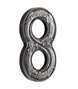 Figure Eight Dragon 2018 2oz Silver Antiqued Coin