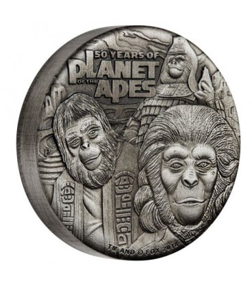 Planet of the Apes 50th Anniversary 2018 2oz Silver Antiqued Coin