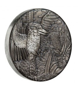 Kookaburra 2018 2oz Silver Antiqued High Relief Rimless Coin
