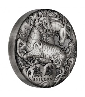 Qi Lin (Unicorn) 2018 2oz Silver Antiqued Coin