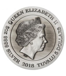 Dragon 2018 5oz Silver Antiqued Coin