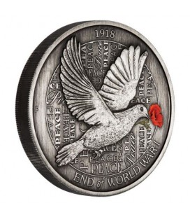 End of WWI 100th Anniversary 2018 5oz Silver Antiqued Coloured