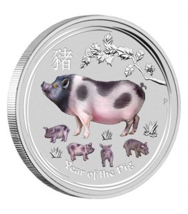 Lunar Series II Year of the Pig 2019 1 Kilo Silver Gemstone Edition