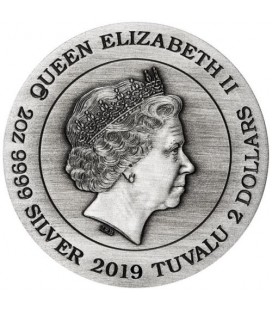 Dragon and Phoenix 2019 2oz Silver Antiqued Coin