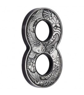 Figure Eight Koi Fish 2019 2oz Silver Antiqued Coin