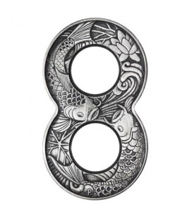 Figure Eight Koi Fish 2019 2oz Silver Antiqued Coin