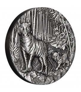 Tiger 2oz Silver Antiqued Coin-2022
