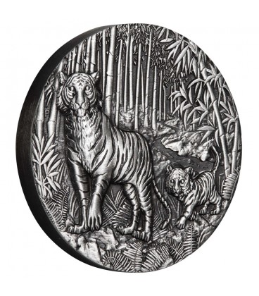 Tiger 2oz Silver Antiqued Coin-2022