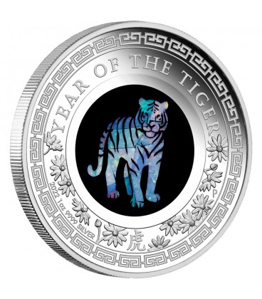 Australian Opal Lunar Series Tiger 1oz Silver Proof Coin-2022