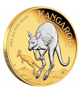 Kangaroo 2oz Silver Reverse Gilded Coin