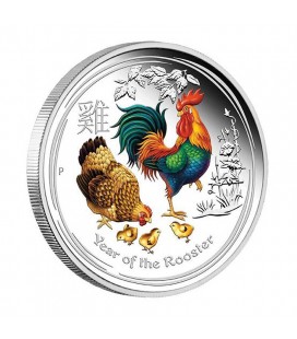 Lunar 2017 Year of the Rooster 1oz Silver Proof Coloured