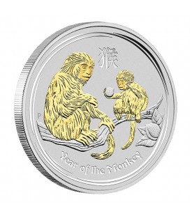 Australian Lunar Silver Coin Series II 2016 Year of the Monkey 1oz Silver Gilded
