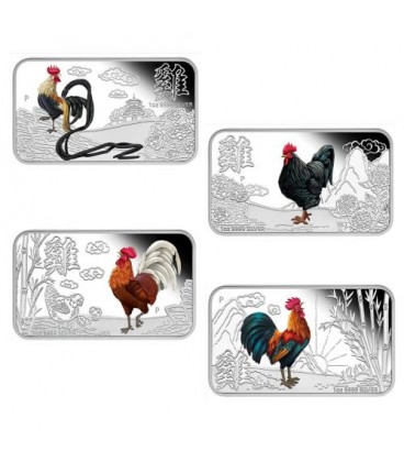 Lunar Calendar Coin Series 2017 Year of the Rooster 1oz Silver Proof Four-Coin Set