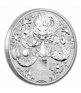Australia 1 oz Silver Lunar Dragon BU (Series III)-2024