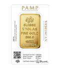 PAMP 5 Tola Gold Bar